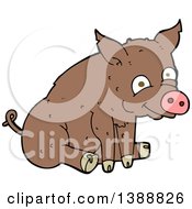 Clipart Of A Cartoon Brown Pig Royalty Free Vector Illustration