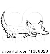 Poster, Art Print Of Cartoon Black And White Lineart Wolf