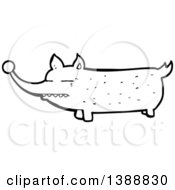 Clipart Of A Cartoon Black And White Lineart Wolf Royalty Free Vector Illustration