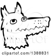 Poster, Art Print Of Cartoon Black And White Lineart Wolf