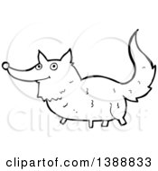 Poster, Art Print Of Cartoon Black And White Lineart Wolf