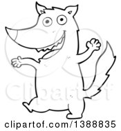 Poster, Art Print Of Cartoon Black And White Lineart Wolf