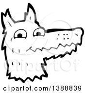 Poster, Art Print Of Cartoon Black And White Lineart Wolf