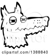 Poster, Art Print Of Cartoon Black And White Lineart Wolf