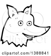 Poster, Art Print Of Cartoon Black And White Lineart Wolf