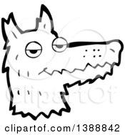 Poster, Art Print Of Cartoon Black And White Lineart Wolf