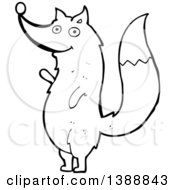 Poster, Art Print Of Cartoon Black And White Lineart Wolf