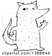 Poster, Art Print Of Cartoon Black And White Lineart Wolf