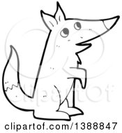 Poster, Art Print Of Cartoon Black And White Lineart Wolf