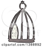 Clipart Of A Cartoon Bird Cage Royalty Free Vector Illustration by lineartestpilot