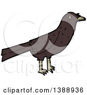 Clipart Of A Cartoon Crow Bird Royalty Free Vector Illustration by lineartestpilot