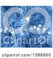 Clipart Of A 3d Medical Background Of Dna Strands And Viruses On Blue Royalty Free Illustration
