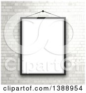 Poster, Art Print Of Black Picture Frame Hanging Over A White Brick Wall