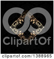 Poster, Art Print Of Diamond Floral Gold Frame On A Black Background