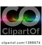 Clipart Of A Background Of Colorful Lights On A Grid Over Black Royalty Free Vector Illustration by dero