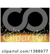 Clipart Of A Background Of Gold Snow Over Black Royalty Free Vector Illustration