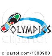 Poster, Art Print Of Colorful Sneaker Sole With Olympics Text And A Blue Oval