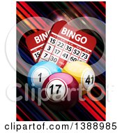 Poster, Art Print Of 3d Bingo Balls And Cards Over Colorful Diagonal Stripes