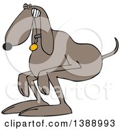 Clipart Of A Cartoon Brown Dog Straining And Pooping Royalty Free Vector Illustration