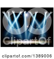 Clipart Of An Empty Stage With Theater Footlights And Spotlights Royalty Free Vector Illustration