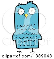 Clipart Of A Cartoon Blue Owl Royalty Free Vector Illustration by lineartestpilot