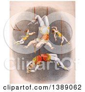 Poster, Art Print Of Male And Female Trapeze Artists Performing At A Circus C 1875