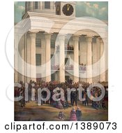Poster, Art Print Of Crowd In Front Of The Capitol Building At Montgomery Alabama At The Time Of The Announcement Of Jefferson Davis As The First President Of The Confederate States Of America