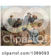 Poster, Art Print Of Group Of Union Soldiers Discovering Find Dummy Defenders After Storming Confederate Defenses C1873