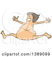 Cartoon Carefree Nude White Woman Leaping