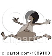 Cartoon Carefree Nude Black Woman Leaping