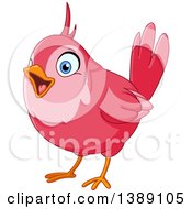 Poster, Art Print Of Cartoon Pink Bird Singing