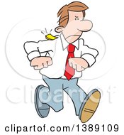 Poster, Art Print Of Cartoon Angry Caucasian Business Man Walking With A Chip On Shoulder
