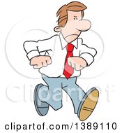 Clipart Of A Cartoon Angry Caucasian Business Man Walking Royalty Free Vector Illustration by Johnny Sajem