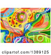 Clipart Of A Colorful Abstract Floral And Heart Doodle Background Royalty Free Illustration
