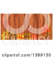 Poster, Art Print Of Wood Panel Background Bordered In Flowers