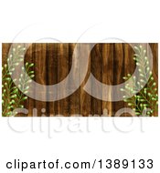 Poster, Art Print Of Wood Panel Background Bordered In Plants