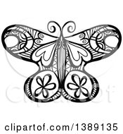 Poster, Art Print Of Doodled Black And White Butterfly