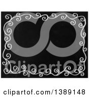 Clipart Of A Blackboard With A White Swirl Border Frame Royalty Free Illustration