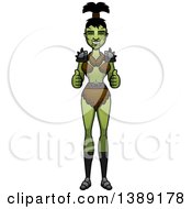 Clipart Of A Female Orc Giving Two Thumbs Up Royalty Free Vector Illustration