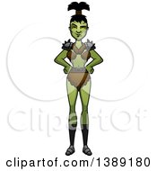 Clipart Of A Sly Female Orc With Hands On Her Hips Royalty Free Vector Illustration