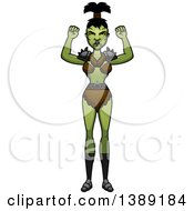 Clipart Of A Mad Female Orc Waving Her Fists Royalty Free Vector Illustration