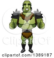 Clipart Of A Buff Male Orc Giving Two Thumbs Up Royalty Free Vector Illustration