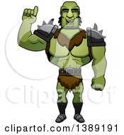 Poster, Art Print Of Buff Male Orc Holding Up A Finger