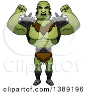Poster, Art Print Of Mad Buff Male Orc Waving His Fists