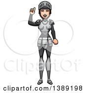 Clipart Of A Female Knight Holding Up A Finger Royalty Free Vector Illustration by Cory Thoman