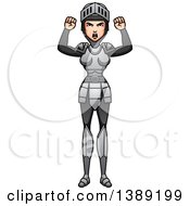 Clipart Of A Mad Female Knight Waving Her Fists Royalty Free Vector Illustration