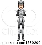 Clipart Of A Female Knight With Folded Arms Royalty Free Vector Illustration