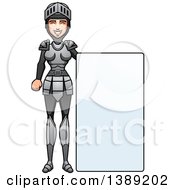 Female Knight By A Blank Sign