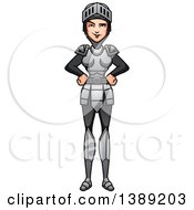 Clipart Of A Sly Female Knight With Hands On Her Hips Royalty Free Vector Illustration