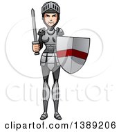 Female Knight Holding A Sword And Shield
